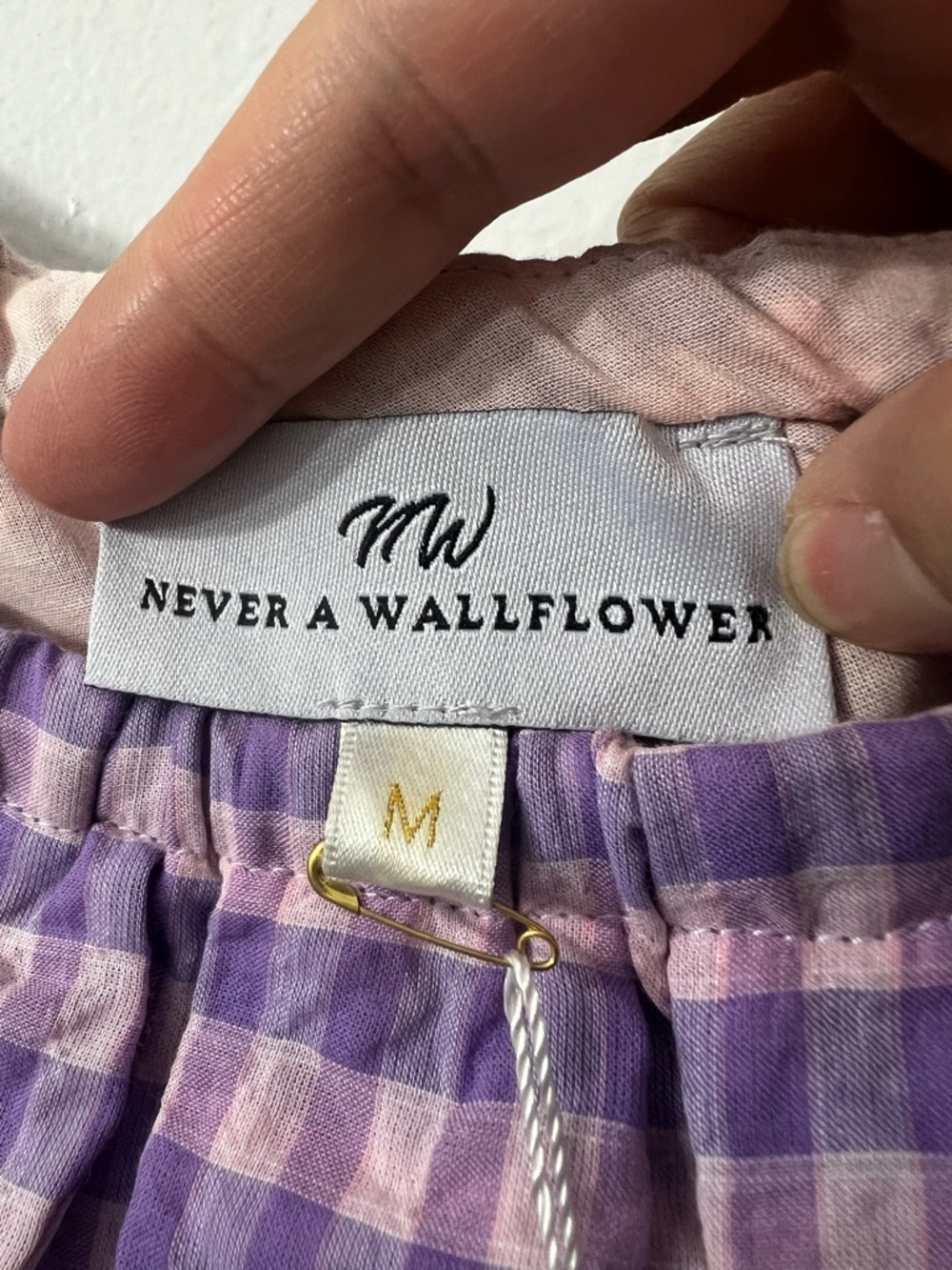 Never a Wallflower One Shoulder Gingham Midi Dress M Retro Preppy Coastal Chic - Picture 5 of 8